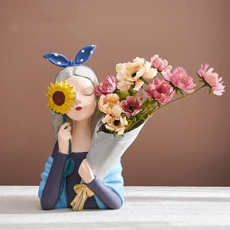Home Decor Girl Figurine Resin Sculpture Abstract Art Room Decor Nordic Decoration Home Living Room Decoration Accessories Gifts - Home Decoration Plus