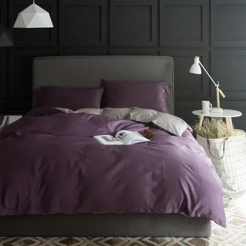All cotton 60 satin four-piece solid color long-staple cotton - Home Decoration Plus