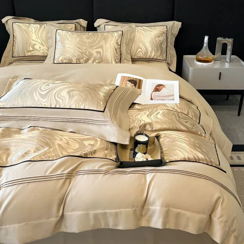 Luxury Jacquard Bedding Set - 4-Piece Yarn-Dyed Premium Collection - Home Decoration Plus