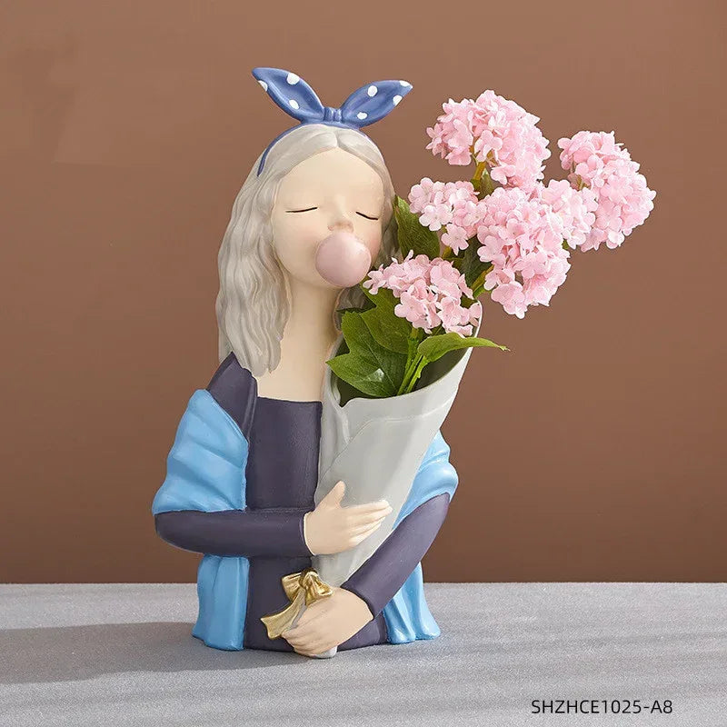 Home Decor Girl Figurine Resin Sculpture Abstract Art Room Decor Nordic Decoration Home Living Room Decoration Accessories Gifts - Home Decoration Plus