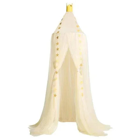 Princess Crown Canopy Bed Tent - Children's Mosquito Net with Star Ornaments - Home Decoration Plus
