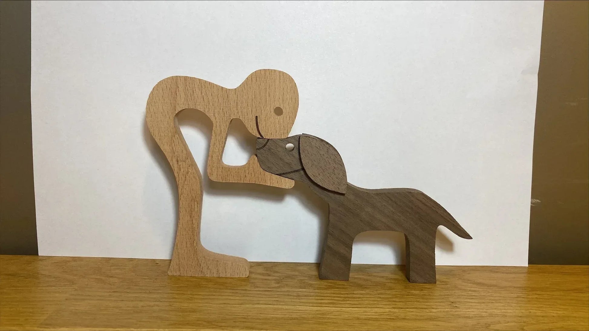 DIY Figurine Wood Dog Ornament Sculpture Home Decoration A Man A Dog Wood Sculpture Christmas Gifts Model Decor - Home Decoration Plus
