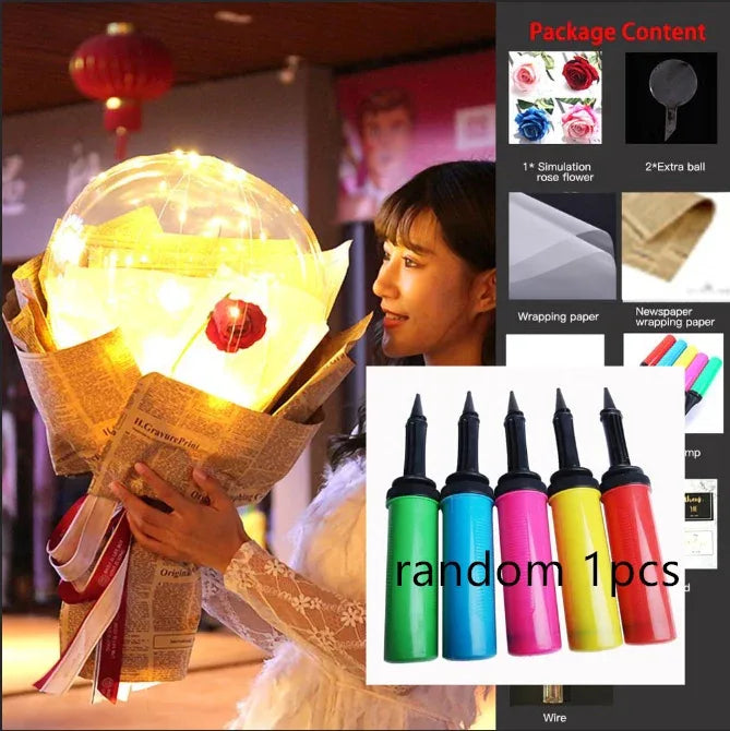 LED Luminous Balloon Rose Bouquet Transparent Bobo Ball Rose - Home Decoration Plus