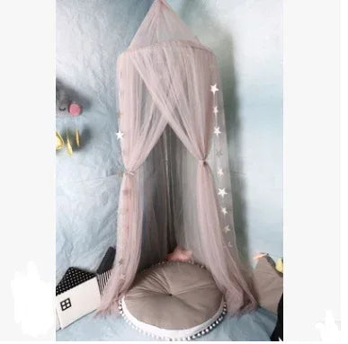 Princess Crown Canopy Bed Tent - Children's Mosquito Net with Star Ornaments - Home Decoration Plus