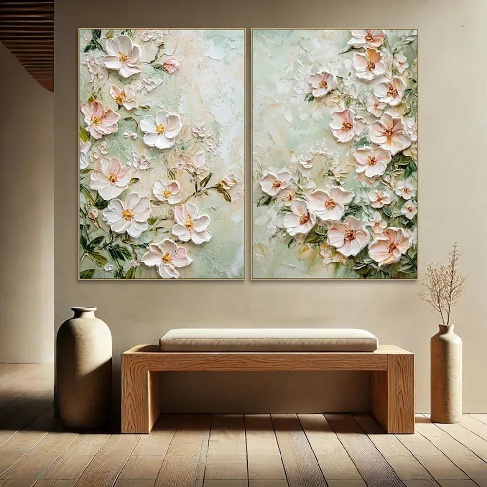 3D Textured Flower Oil Painting - Handmade Canvas Wall Art Unframed - Home Decoration Plus