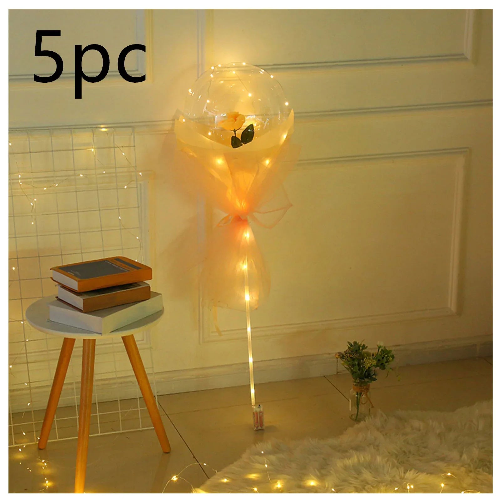 LED Luminous Balloon Rose Bouquet Transparent Bobo Ball Rose - Home Decoration Plus