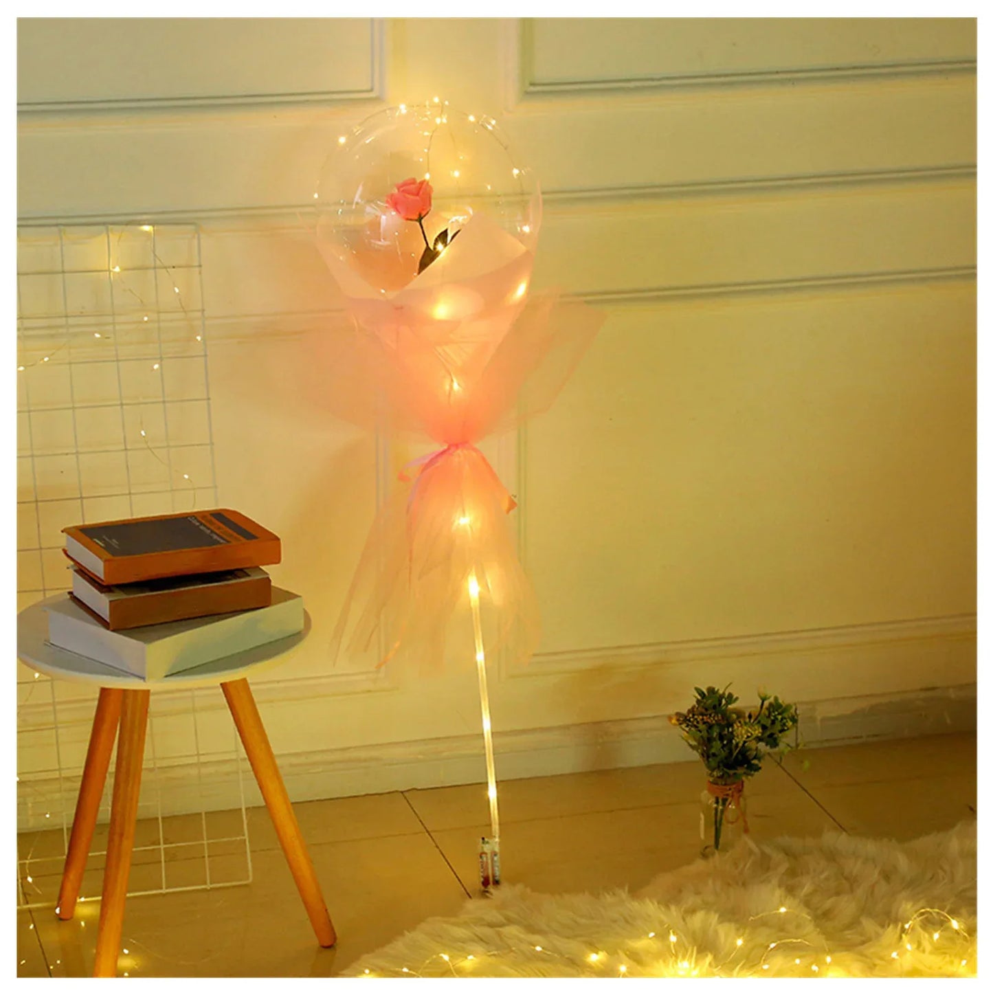 LED Luminous Balloon Rose Bouquet Transparent Bobo Ball Rose - Home Decoration Plus