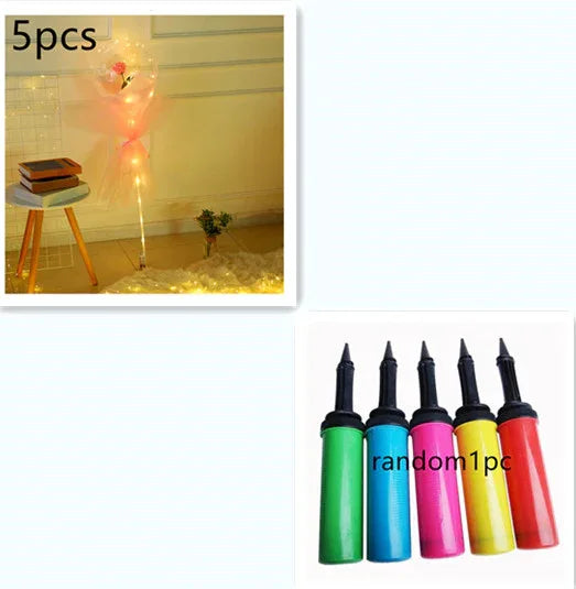 LED Luminous Balloon Rose Bouquet Transparent Bobo Ball Rose - Home Decoration Plus