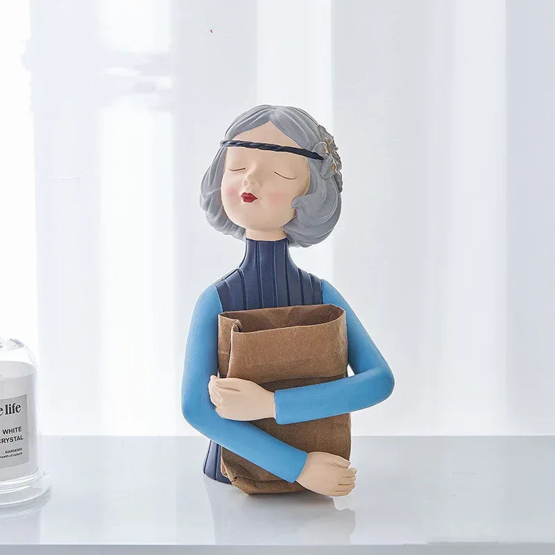 Home Decor Girl Figurine Resin Sculpture Abstract Art Room Decor Nordic Decoration Home Living Room Decoration Accessories Gifts - Home Decoration Plus