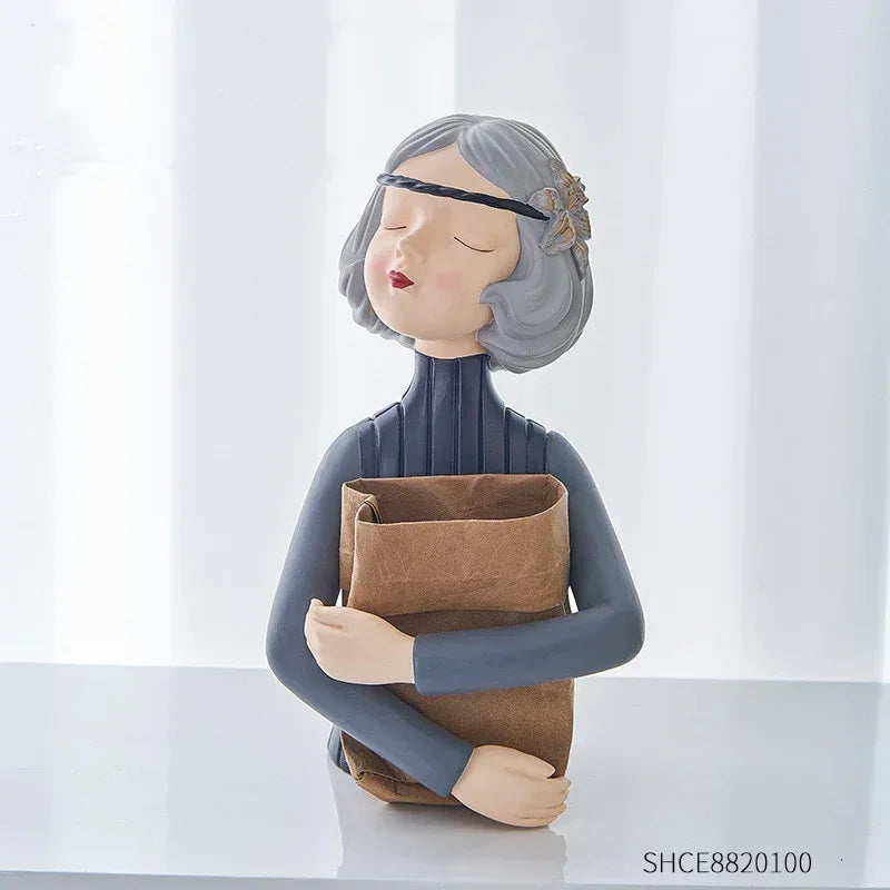 Home Decor Girl Figurine Resin Sculpture Abstract Art Room Decor Nordic Decoration Home Living Room Decoration Accessories Gifts - Home Decoration Plus
