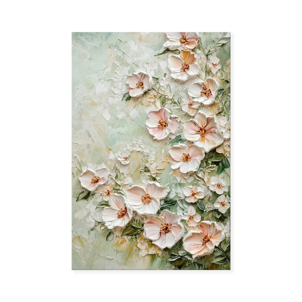 3D Textured Flower Oil Painting - Handmade Canvas Wall Art Unframed - Home Decoration Plus