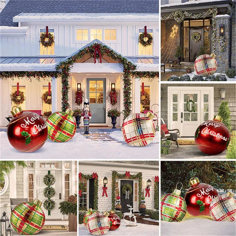 Christmas Ornament Ball Outdoor Pvc 60CM Inflatable Decorated Ball PVC Giant Big Large Balls Xmas Tree Decorations Toy Ball - Home Decoration Plus