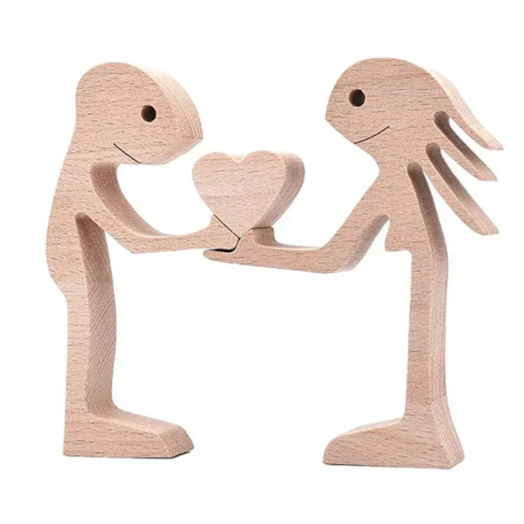 DIY Figurine Wood Dog Ornament Sculpture Home Decoration A Man A Dog Wood Sculpture Christmas Gifts Model Decor - Home Decoration Plus