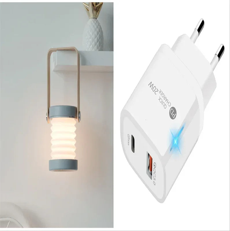 Foldable Touch Dimmable Reading LED Night Light Portable Lantern Lamp USB Rechargeable For Home Decor - Home Decoration Plus