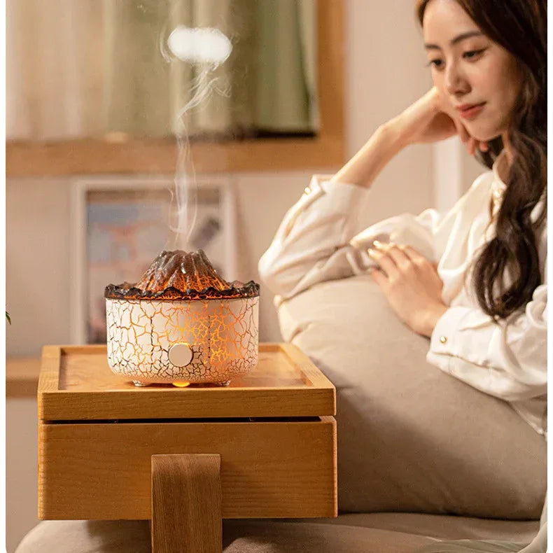 Volcano Flame Humidifier - Jellyfish Spray Aroma Diffuser with LED Effects - Home Decoration Plus