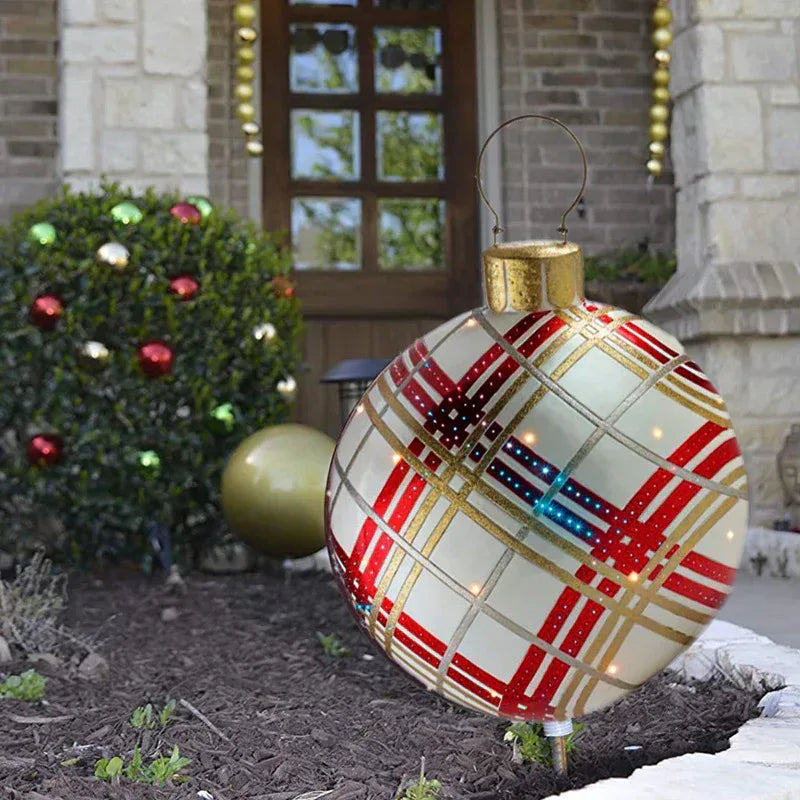 Christmas Ornament Ball Outdoor Pvc 60CM Inflatable Decorated Ball PVC Giant Big Large Balls Xmas Tree Decorations Toy Ball - Home Decoration Plus