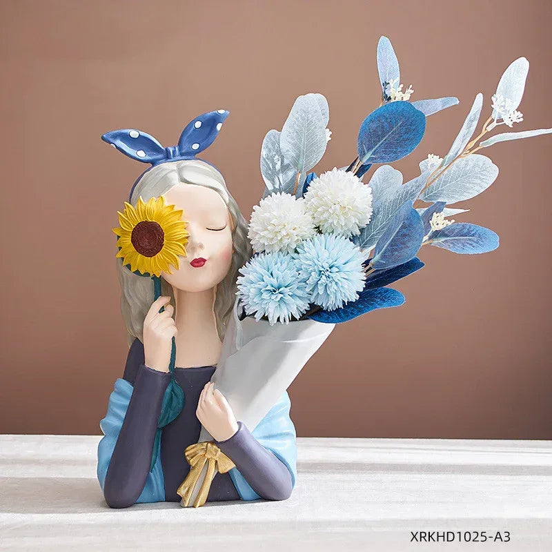 Home Decor Girl Figurine Resin Sculpture Abstract Art Room Decor Nordic Decoration Home Living Room Decoration Accessories Gifts - Home Decoration Plus
