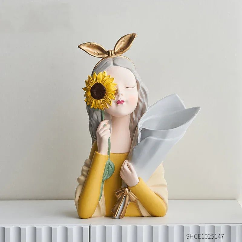 Home Decor Girl Figurine Resin Sculpture Abstract Art Room Decor Nordic Decoration Home Living Room Decoration Accessories Gifts - Home Decoration Plus