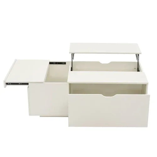 Lift Up Coffee Table, Coffee Table With Drawer, Wooden Tea Tables Sofa End Tables For Living Room Furniture , White - Home Decoration Plus