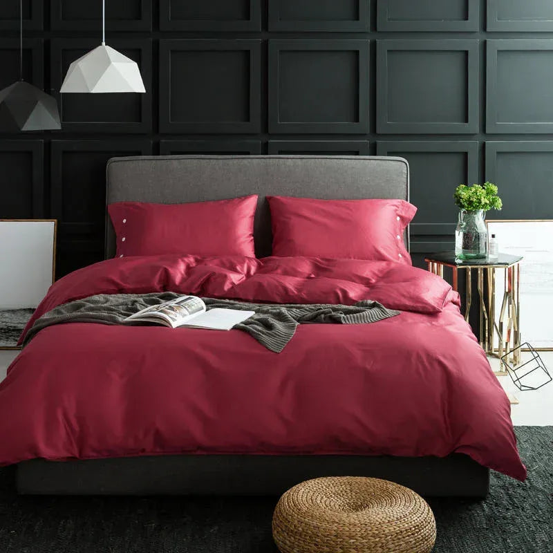 All cotton 60 satin four-piece solid color long-staple cotton - Home Decoration Plus