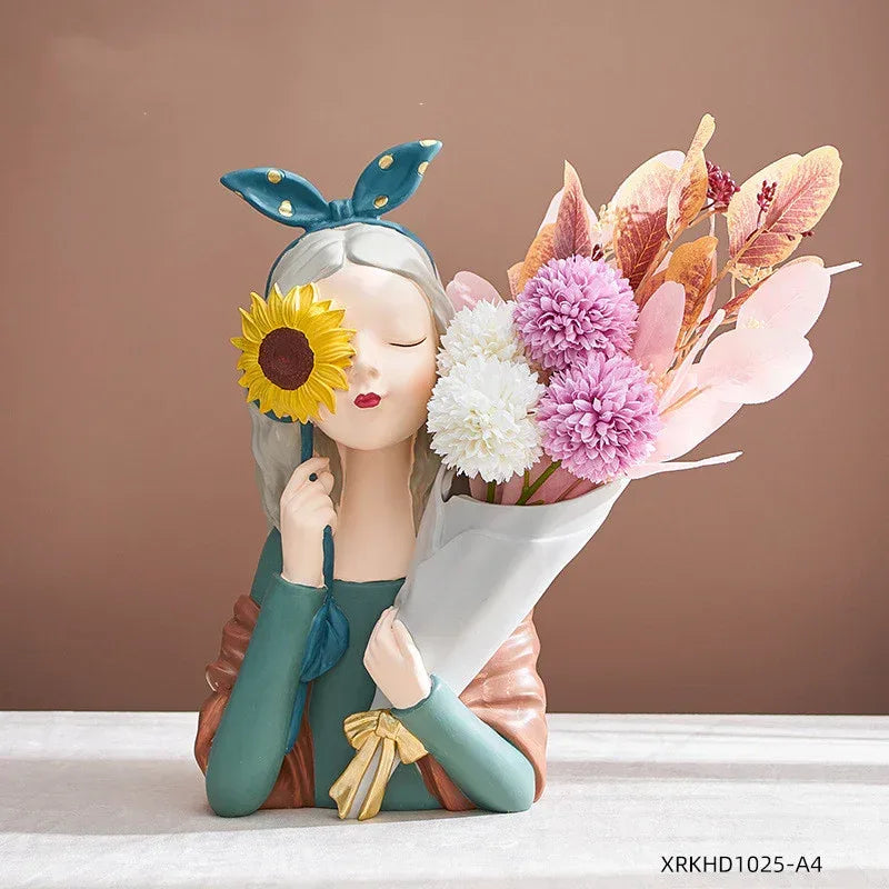 Home Decor Girl Figurine Resin Sculpture Abstract Art Room Decor Nordic Decoration Home Living Room Decoration Accessories Gifts - Home Decoration Plus