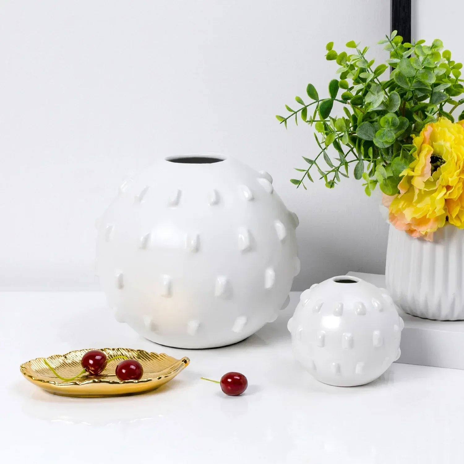 Planet Ornaments Ceramic Vases Home Living Room Electroplating Matte Round - Home Decoration Plus