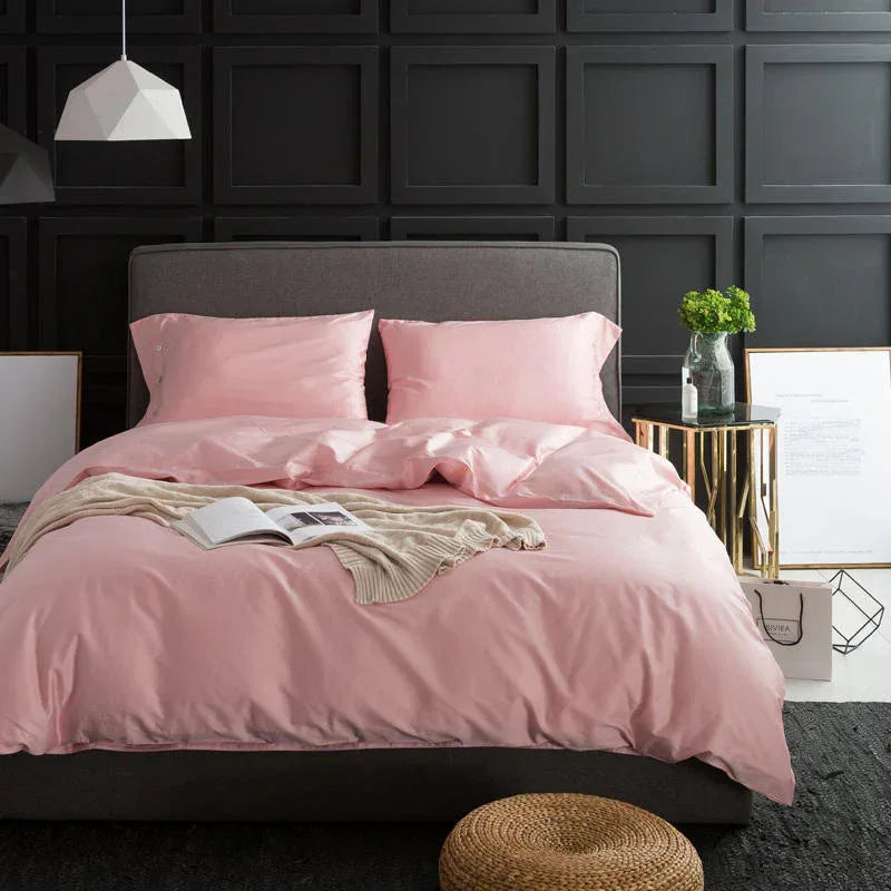 All cotton 60 satin four-piece solid color long-staple cotton - Home Decoration Plus