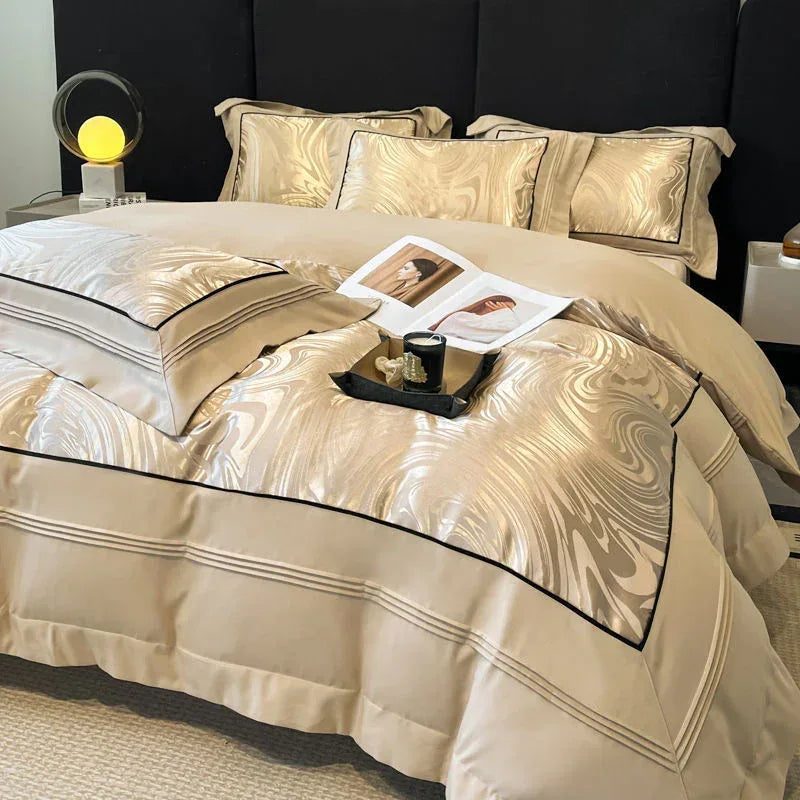 Luxury Jacquard Bedding Set - 4-Piece Yarn-Dyed Premium Collection - Home Decoration Plus