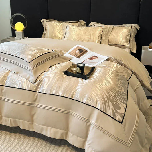 Luxury Jacquard Bedding Set - 4-Piece Yarn-Dyed Premium Collection - Home Decoration Plus
