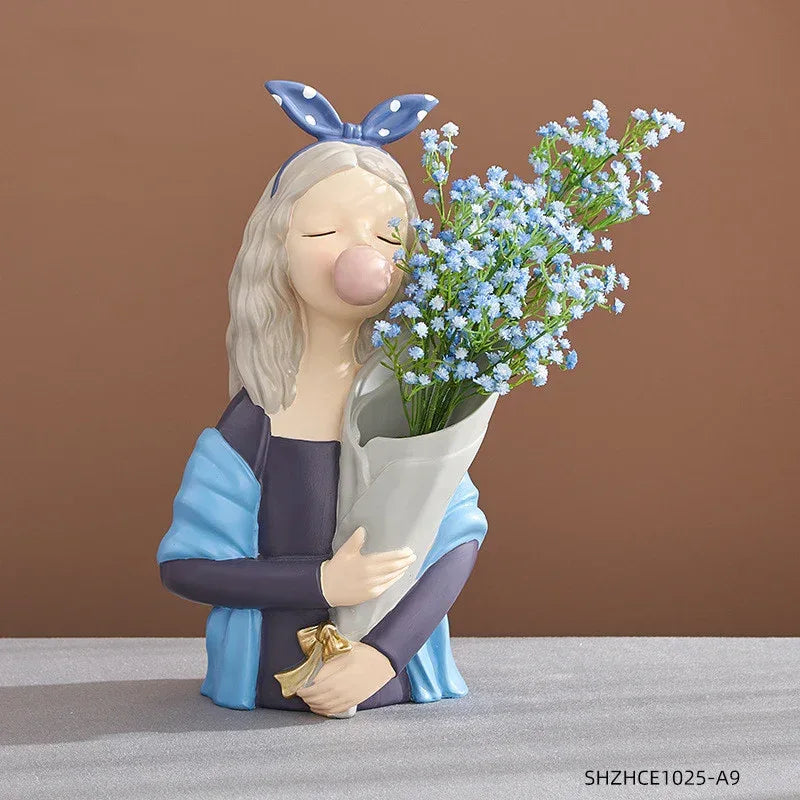 Home Decor Girl Figurine Resin Sculpture Abstract Art Room Decor Nordic Decoration Home Living Room Decoration Accessories Gifts - Home Decoration Plus