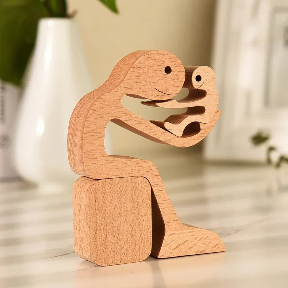 DIY Figurine Wood Dog Ornament Sculpture Home Decoration A Man A Dog Wood Sculpture Christmas Gifts Model Decor - Home Decoration Plus