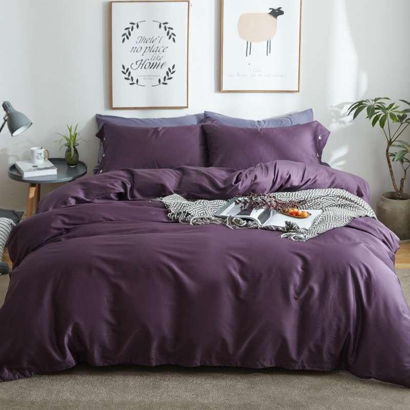 All cotton 60 satin four-piece solid color long-staple cotton - Home Decoration Plus