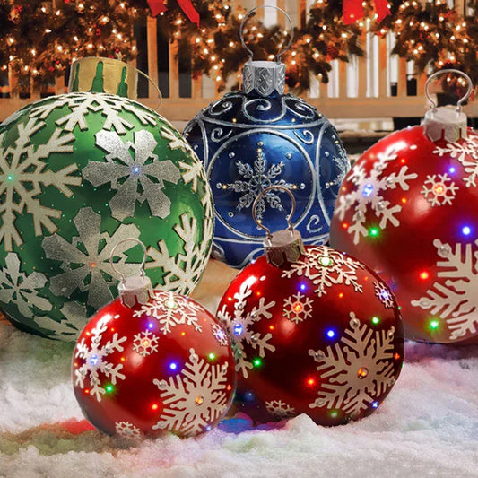 Christmas Ornament Ball Outdoor Pvc 60CM Inflatable Decorated Ball PVC Giant Big Large Balls Xmas Tree Decorations Toy Ball - Home Decoration Plus