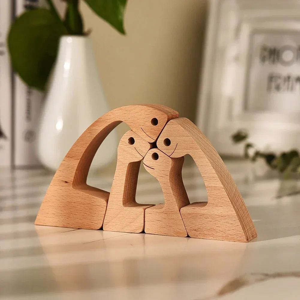 DIY Figurine Wood Dog Ornament Sculpture Home Decoration A Man A Dog Wood Sculpture Christmas Gifts Model Decor - Home Decoration Plus