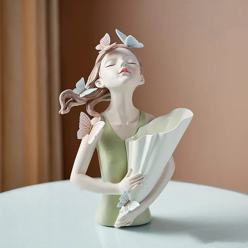 Home Decor Girl Figurine Resin Sculpture Abstract Art Room Decor Nordic Decoration Home Living Room Decoration Accessories Gifts - Home Decoration Plus