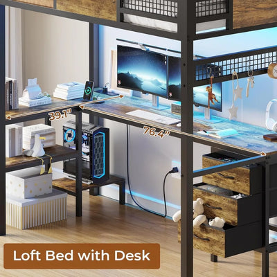 Loft Bed with L-Shaped Desk