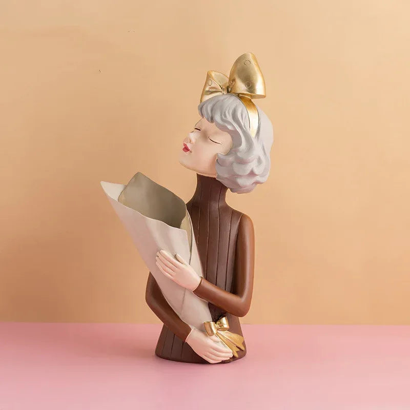 Home Decor Girl Figurine Resin Sculpture Abstract Art Room Decor Nordic Decoration Home Living Room Decoration Accessories Gifts - Home Decoration Plus