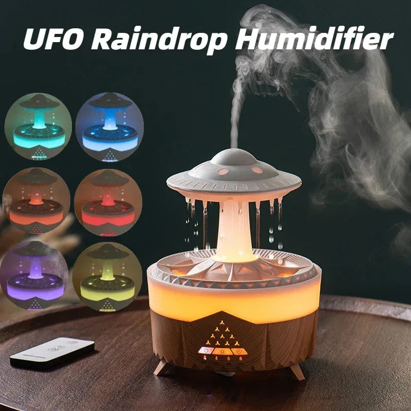 New UFO Raindrop Humidifier Water Drop Air Humidifier USB Aromatherapy Essential Oils Aroma Air Diffuser Household Mist Maker Home Decor - Home Decoration Plus