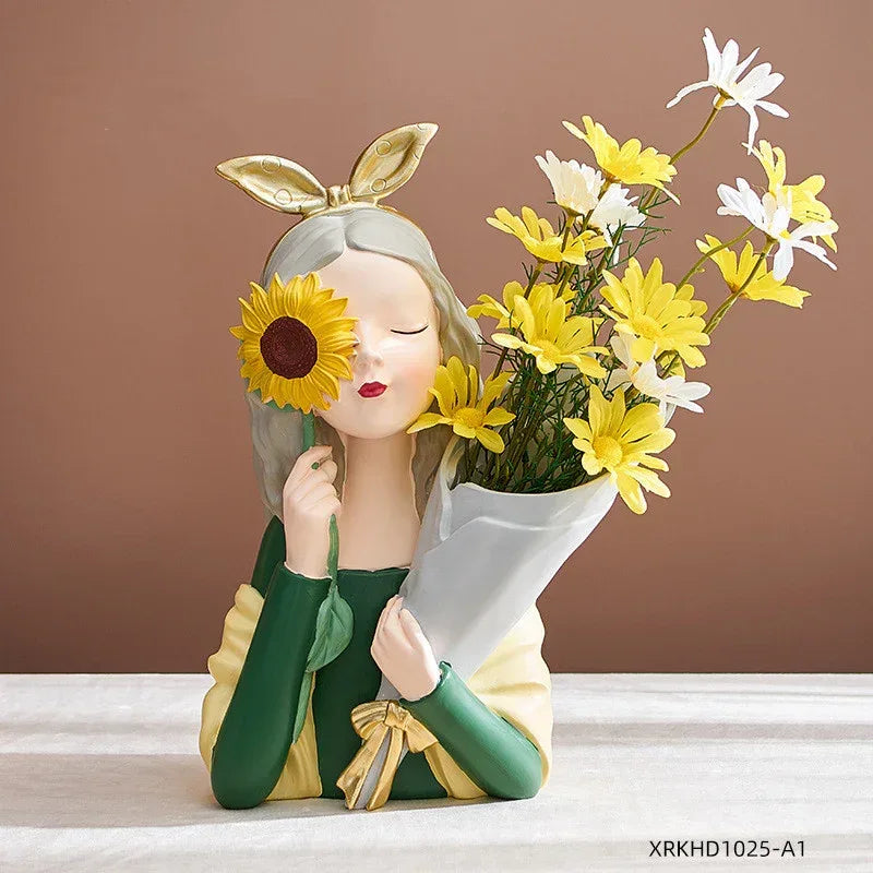 Home Decor Girl Figurine Resin Sculpture Abstract Art Room Decor Nordic Decoration Home Living Room Decoration Accessories Gifts - Home Decoration Plus