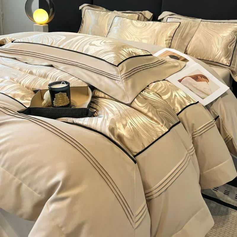 Luxury Jacquard Bedding Set - 4-Piece Yarn-Dyed Premium Collection - Home Decoration Plus