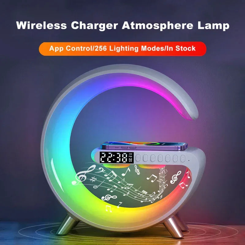 New Intelligent G Shaped LED Lamp Bluetooth Speake Wireless Charger Atmosphere Lamp App Control For Bedroom Home Decor - Home Decoration Plus