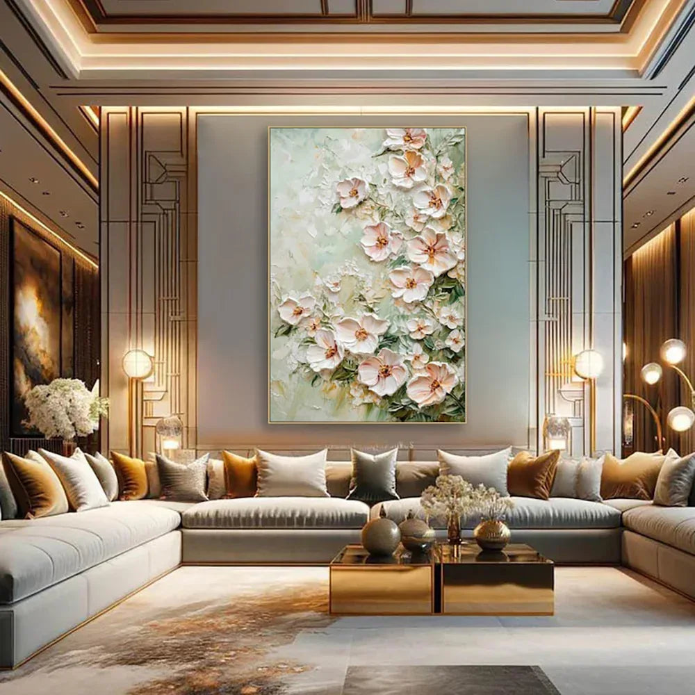 3D Textured Flower Oil Painting - Handmade Canvas Wall Art Unframed - Home Decoration Plus