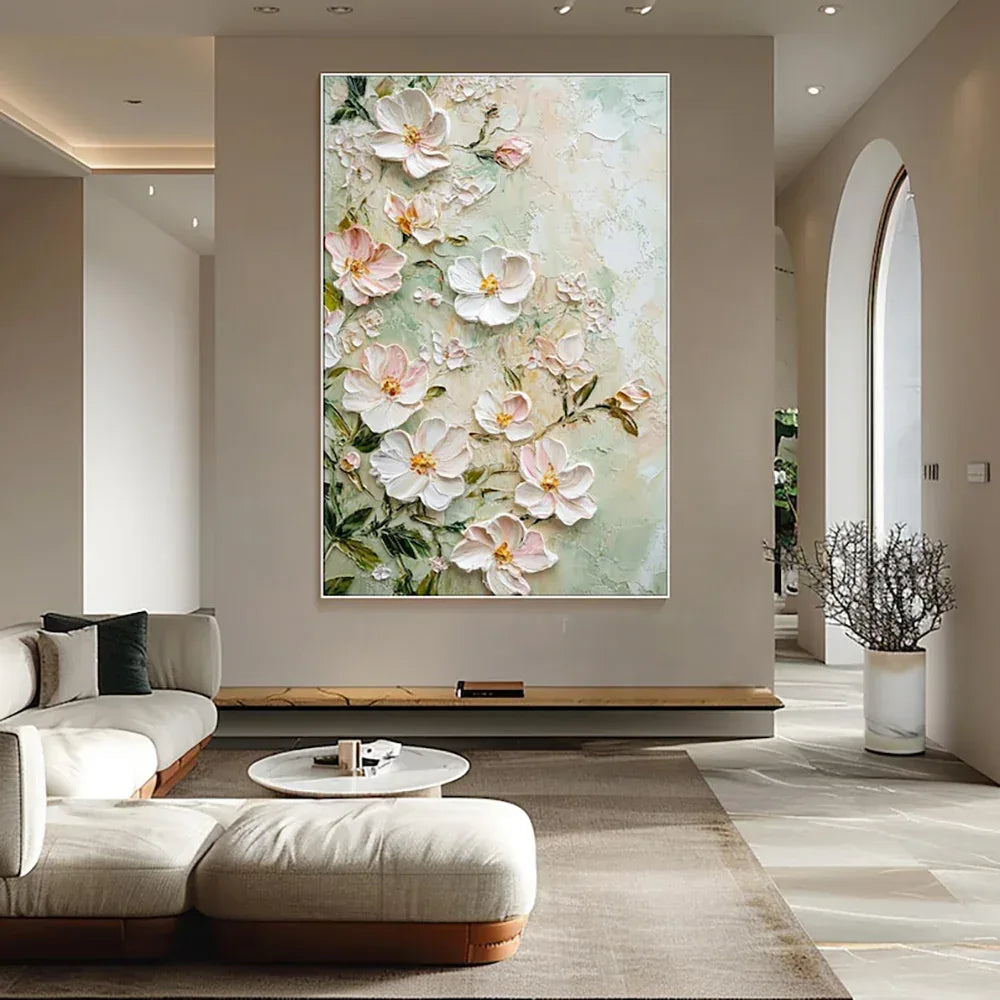 3D Textured Flower Oil Painting - Handmade Canvas Wall Art Unframed - Home Decoration Plus