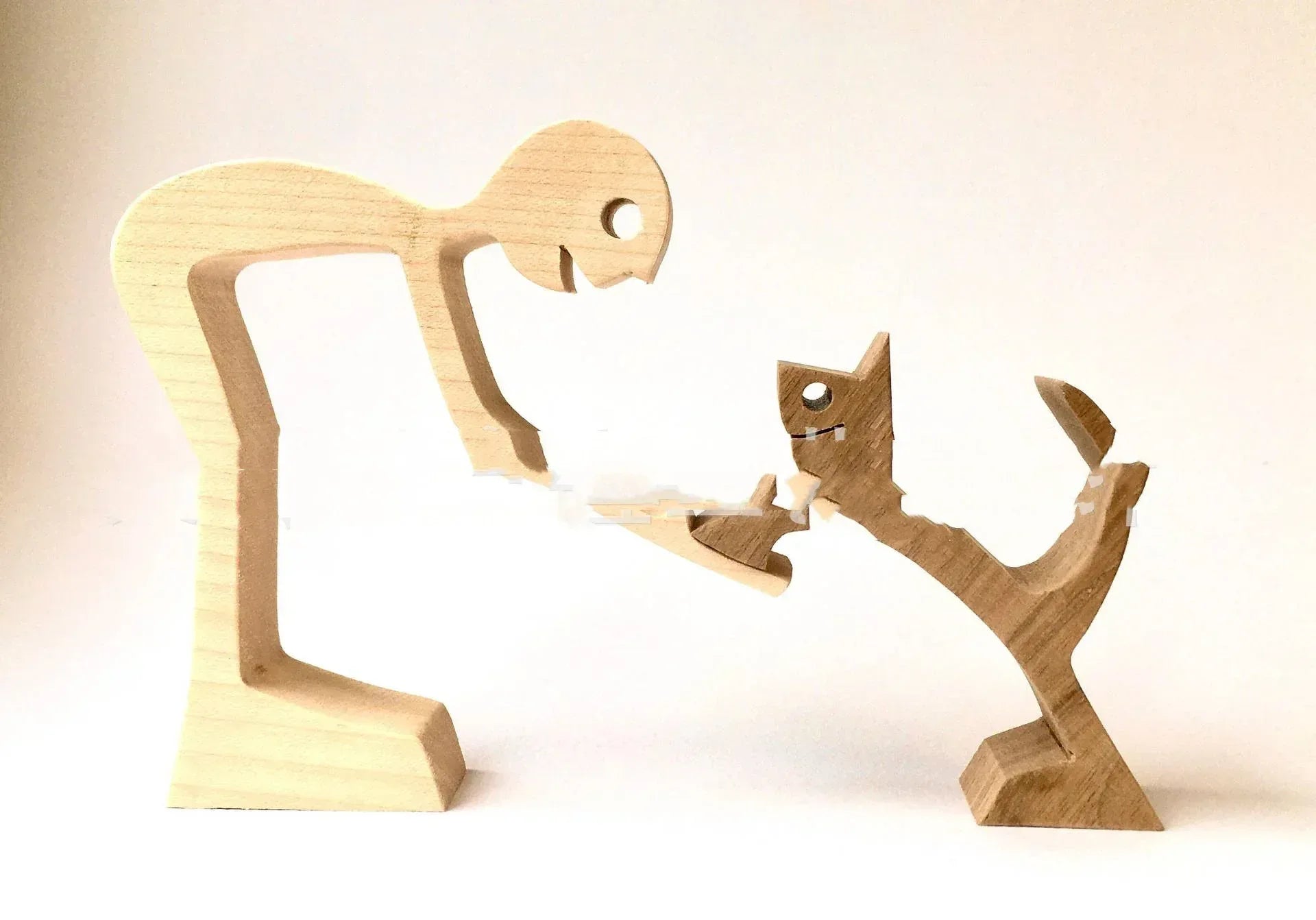 DIY Figurine Wood Dog Ornament Sculpture Home Decoration A Man A Dog Wood Sculpture Christmas Gifts Model Decor - Home Decoration Plus