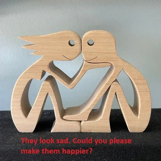 DIY Figurine Wood Dog Ornament Sculpture Home Decoration A Man A Dog Wood Sculpture Christmas Gifts Model Decor - Home Decoration Plus