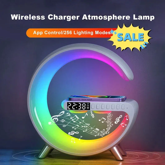 New Intelligent G Shaped LED Lamp Bluetooth Speake Wireless Charger Atmosphere Lamp App Control For Bedroom Home Decor - Home Decoration Plus
