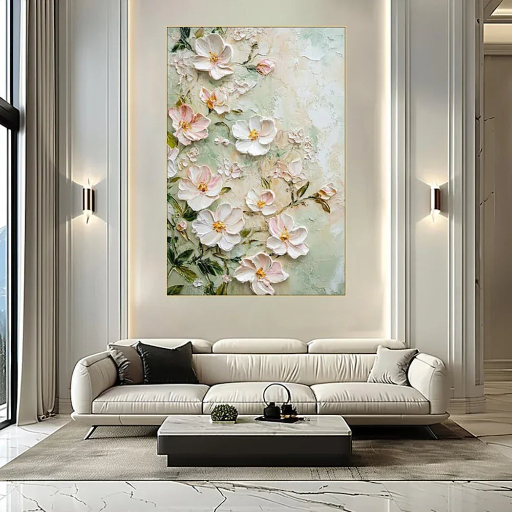 3D Textured Flower Oil Painting - Handmade Canvas Wall Art Unframed - Home Decoration Plus