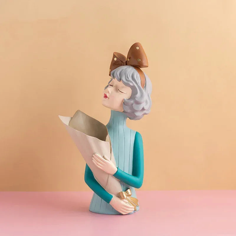 Home Decor Girl Figurine Resin Sculpture Abstract Art Room Decor Nordic Decoration Home Living Room Decoration Accessories Gifts - Home Decoration Plus