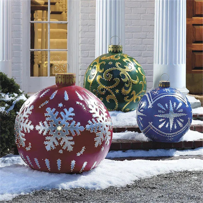 Christmas Ornament Ball Outdoor Pvc 60CM Inflatable Decorated Ball PVC Giant Big Large Balls Xmas Tree Decorations Toy Ball - Home Decoration Plus