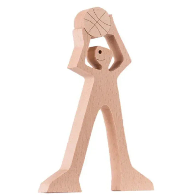 DIY Figurine Wood Dog Ornament Sculpture Home Decoration A Man A Dog Wood Sculpture Christmas Gifts Model Decor - Home Decoration Plus